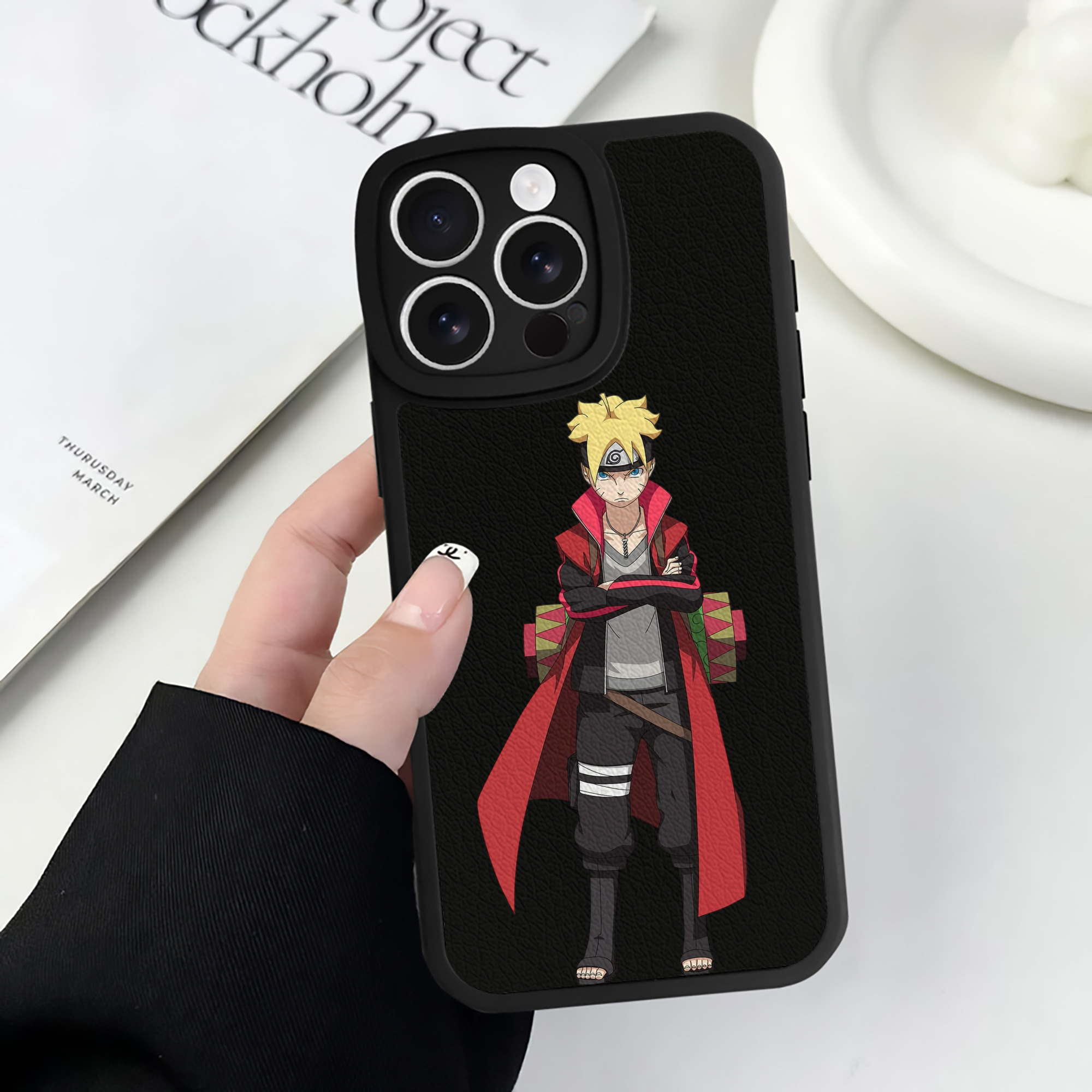 （画像用） NARUTO -ナルト- うずまき ボルト Uzumaki Boruto 【iPhone 16シリーズ対応】シリコンスマホケース（レザー調） 材質：シリコン